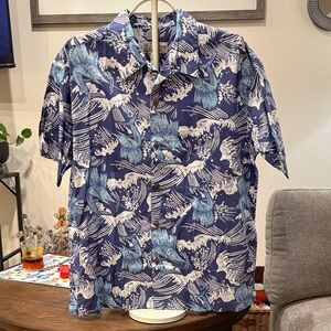 Pataloha Blue and White Wave Pattern Men's Shirt